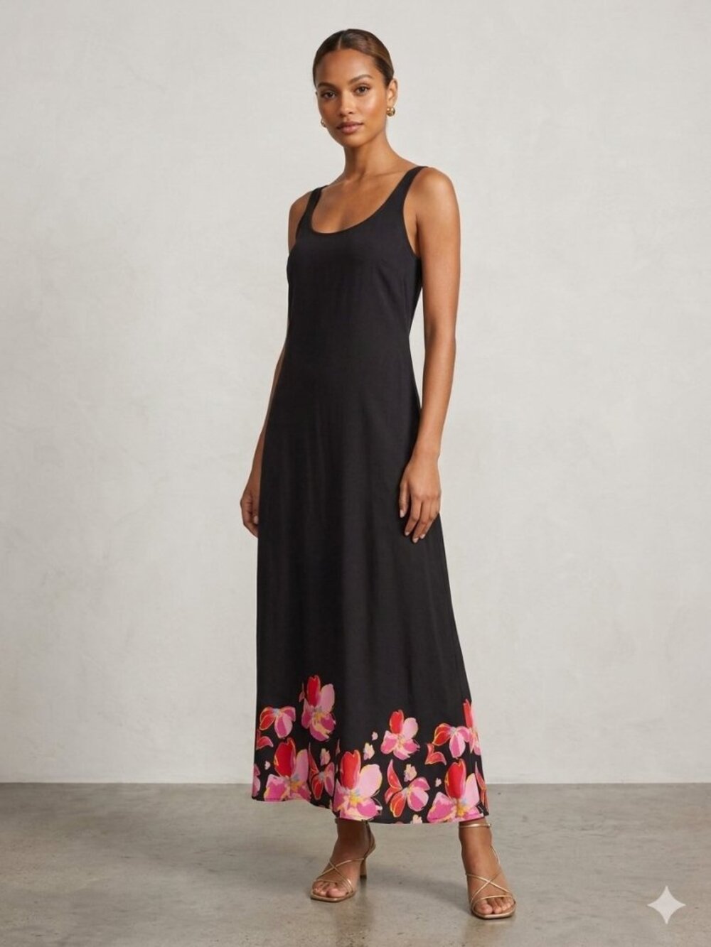 NWT Maaji Women's Cover Up Maxi Dress with Floral Hem